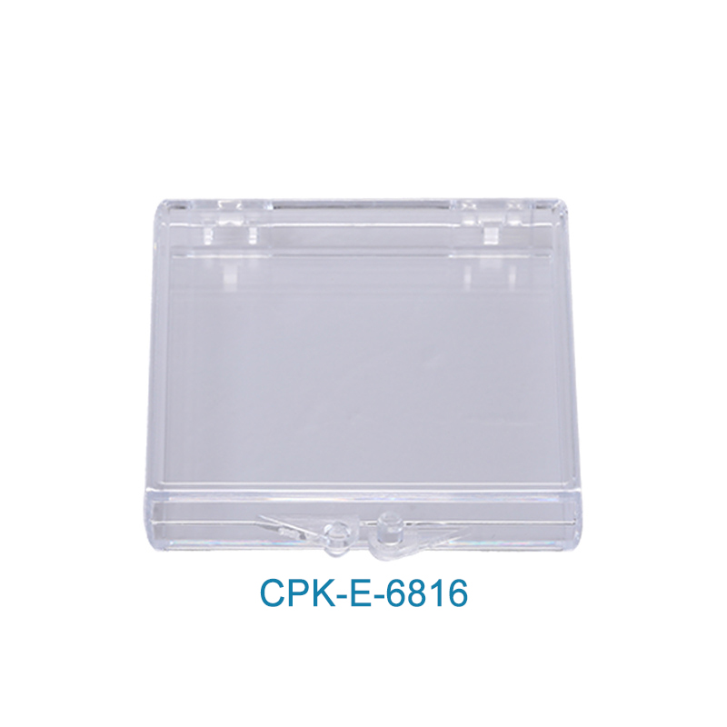 Pasgemaakte plastiek deursigtige boks met knoppie CPK-E-6816